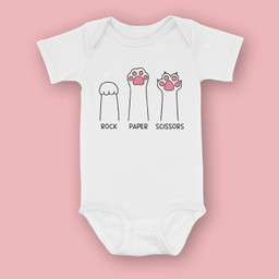 Rock Paper Scissors Cat Paws Cute Kitten Lover Cat Owner Baby & Infant Bodysuits-Baby Onesie-White
