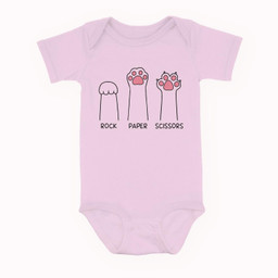 Rock Paper Scissors Cat Paws Cute Kitten Lover Cat Owner Baby & Infant Bodysuits-Baby Onesie-Pink