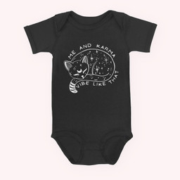 Me an Karma vibe like that Funny lazy cat Baby & Infant Bodysuits-Baby Onesie-Black