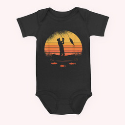 Fisherman Sunset catching a fish &amp; view beneath the water Baby & Infant Bodysuits-Baby Onesie-Black