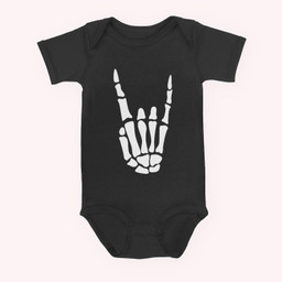 Rock On Skeleton Hand Sign - Minimalistic Halloween Costume Baby & Infant Bodysuits-Baby Onesie-Black