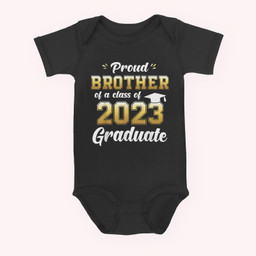 Proud Brother of Class of 2023 Graduate Bro Senior 23 Baby & Infant Bodysuits-Baby Onesie-Black