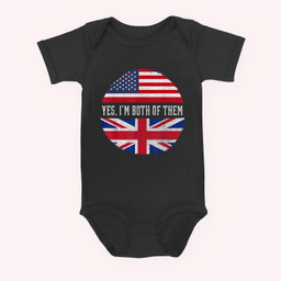 Half American Half British USA Flag United Kingdom Heritage Baby & Infant Bodysuits-Baby Onesie-Black