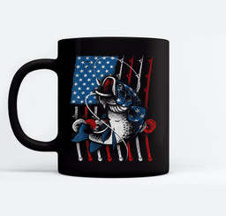 Cool Fishing For Men Women American Flag USA Fish Lover Mugs-Ceramic Mug-Black