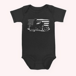 Patriotic Motorcycle Vintage American US Flag Biker Baby & Infant Bodysuits-Baby Onesie-Black