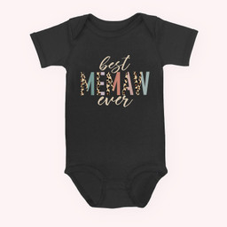 Best Memaw Ever Gifts Leopard Print Mothers Day Baby & Infant Bodysuits-Baby Onesie-Black