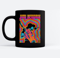Jimi Hendrix Colorful Retro Vibe Lines Mugs-Ceramic Mug-Black