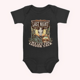 Last-Night We Let The Liquor Talk Cow Skull Western Country Baby & Infant Bodysuits-Baby Onesie-Black
