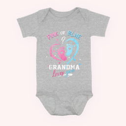 Pink Or Blue Grandma Loves You Gender Reveal Baby Gifts Mom Baby & Infant Bodysuits-Baby Onesie-Hearther