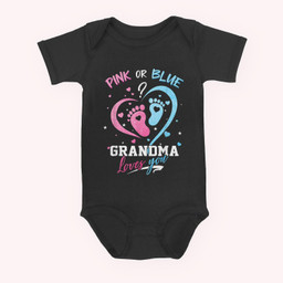 Pink Or Blue Grandma Loves You Gender Reveal Baby Gifts Mom Baby & Infant Bodysuits-Baby Onesie-Black