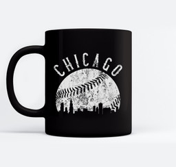 Vintage Chicago Illinois Skyline Apparel Mugs-Ceramic Mug-Black