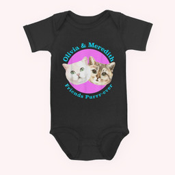Olivia And Meredith Cat  Friends Purrr Ever Baby & Infant Bodysuits-Baby Onesie-Black