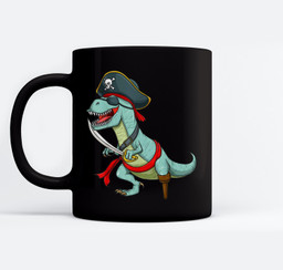 Pirate Dinosaur T Rex Funny Tyrannosaurus Halloween Costume Mugs-Ceramic Mug-Black