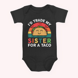 Mexican Fiesta Outfit Funny Taco Tuesday Little Sister Baby & Infant Bodysuits-Baby Onesie-Black