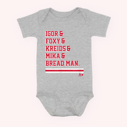 Igor &amp; Foxy &amp; Kreids &amp; Mika &amp; Bread Man - New York Hockey Baby & Infant Bodysuits-Baby Onesie-Hearther