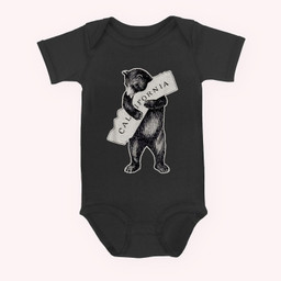 Bear Hug I Love California Art-Retro Vintage Cali Bear Baby & Infant Bodysuits-Baby Onesie-Black