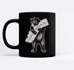 Bear Hug I Love California Art-Retro Vintage Cali Bear Mugs-Ceramic Mug-Black