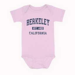 Berkeley California CA Vintage Athletic Sports Design Baby & Infant Bodysuits-Baby Onesie-Pink