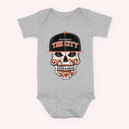 San Francisco The City Sugar Skull Bay Bridge Golden Gate Baby & Infant Bodysuits-Baby Onesie-Hearther