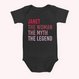 JANET The Woman Myth Legend Personalized Name Birthday Gift Baby & Infant Bodysuits-Baby Onesie-Black