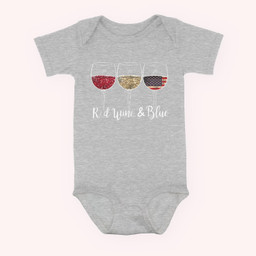 Red Wine &amp; Blue 4th of July wine Red White Blue Wine Glasses Baby & Infant Bodysuits-Baby Onesie-Hearther
