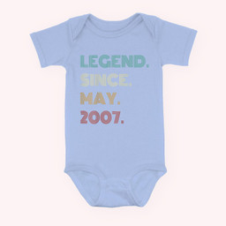16 Years Old Legend Since May 2007 16th Birthday Baby & Infant Bodysuits-Baby Onesie-Light Blue
