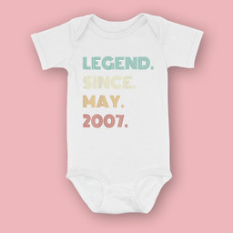16 Years Old Legend Since May 2007 16th Birthday Baby & Infant Bodysuits-Baby Onesie-White