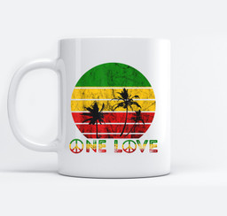 Rasta Reggae One Love Retro Vintage Sunset Jamaica Vacation Mugs-Ceramic Mug-White