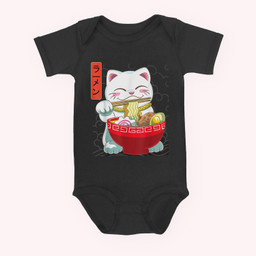 Ramen.Cat.Neko Kawaii Anime Japanese Noodles Gift Lucky.Cats Baby & Infant Bodysuits-Baby Onesie-Black