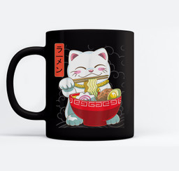 Ramen.Cat.Neko Kawaii Anime Japanese Noodles Gift Lucky.Cats Mugs-Ceramic Mug-Black