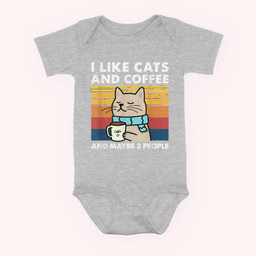 I Like Cats And Coffee And Maybe 3 People Funny Love Cats Baby & Infant Bodysuits-Baby Onesie-Hearther