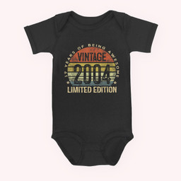 Vintage 2004 Limited Edition 19 Year Old Gifts 19th Birthday Baby & Infant Bodysuits-Baby Onesie-Black