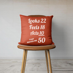 FIFTY YEARS OLD Birthday Present for 50 Year old Canvas Throw Pillow-Canvas Pillow-Orange