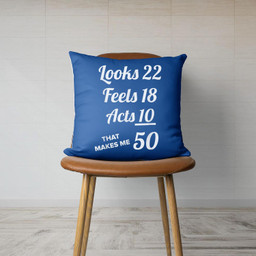 FIFTY YEARS OLD Birthday Present for 50 Year old Canvas Throw Pillow-Canvas Pillow-Royal