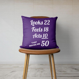 FIFTY YEARS OLD Birthday Present for 50 Year old Canvas Throw Pillow-Canvas Pillow-Purple