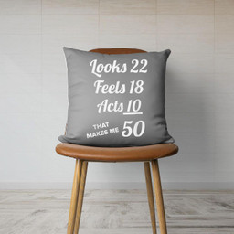 FIFTY YEARS OLD Birthday Present for 50 Year old Canvas Throw Pillow-Canvas Pillow-Gray