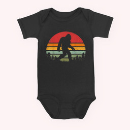 Bigfoot Retro Vintage 70s 80s Sasquatch Lovers Men Women Baby & Infant Bodysuits-Baby Onesie-Black