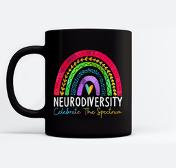 Neurodiversity Autism Spectrum ASD ADHD Rainbow Boho Mugs-Ceramic Mug-Black