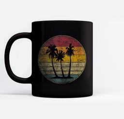 Palm Tree Tropical Beach Vintage Retro Style 70s 80s Mugs-Ceramic Mug-Black
