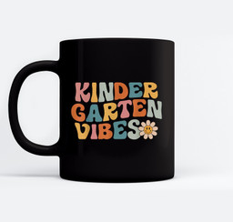 Kindergarten Vibes - Kinder Crew Retro First Day of School Mugs-Ceramic Mug-Black