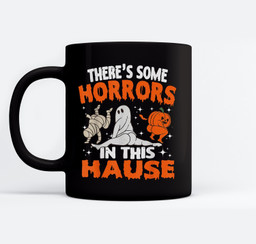 There's Some Horrors In This House Ghost Pumpkin Halloween Mugs-Ceramic Mug-Black