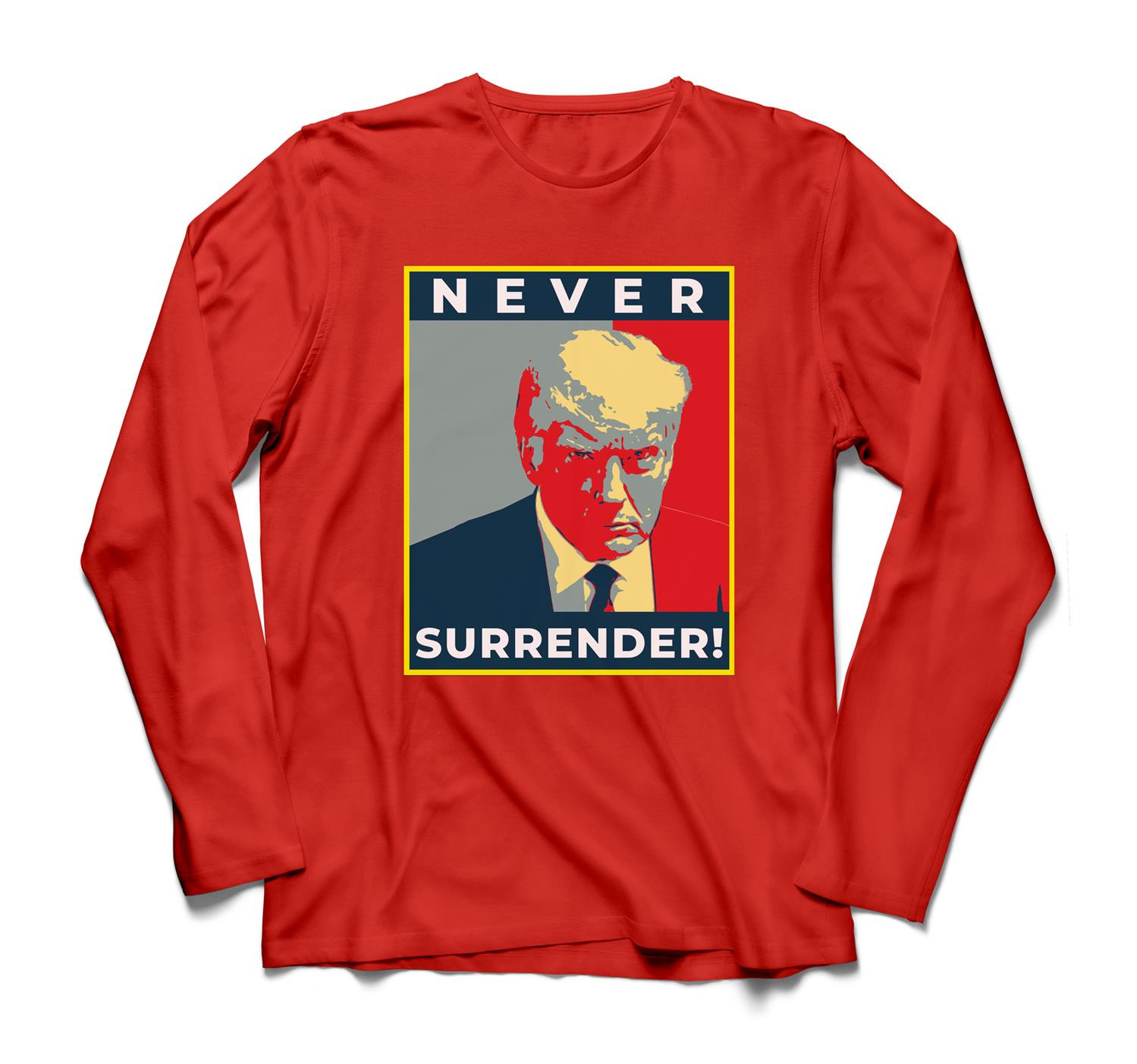 Donald Trump Never Surrender  Mug shot August 24 2023 Sweatshirt & Hoodie-Long Sleeve-Red
