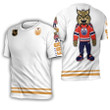 Edmonton Oilers NHL Ice Hockey Team Hunter the Lynx Logo Mascot White 3D Designed Allover Gift For Oilers Fans