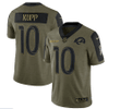 Los Angeles Rams Cooper Kupp 10 NFL Olive 2021 Salute To Service Player Men Jersey For Rams Fans