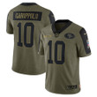 Mens San Francisco 49ers Jimmy Garoppolo Olive 2021 Salute To Service Player Jersey gift for San Francisco 49Ers fans