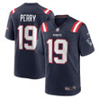 Mens New England Patriots Malcolm Perry Navy Game Player Jersey gift for New England Patriots fans