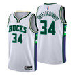 Milwaukee Bucks Giannis Antetokounmpo #34 NBA Basketball City Edition White Jersey Gift For Bucks Fans