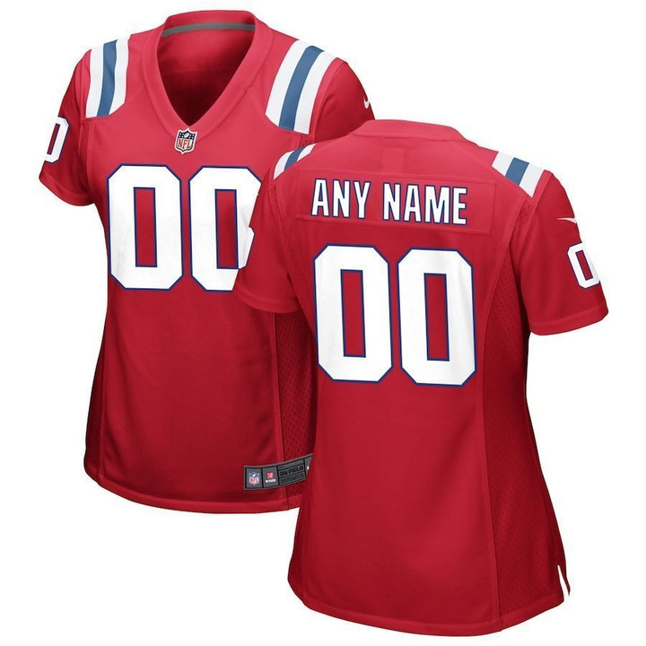 Womens New England Patriots Red Alternate Custom Jersey