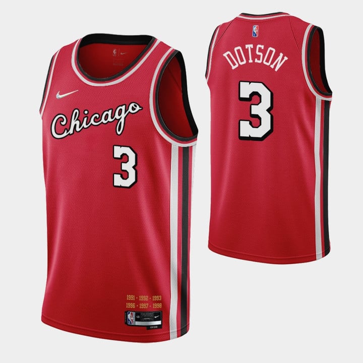 Chicago Bulls Devon Dotson 3 Nba 2021-22 City Edition Red Jersey Gift For Bulls Fans