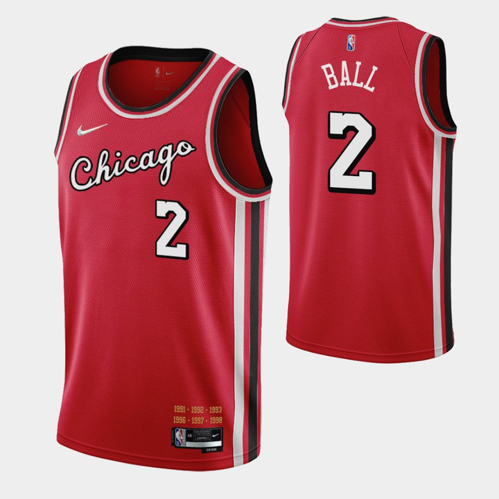 Chicago Bulls Lonzo Ball 2 Nba 2021-22 City Edition Red Jersey Gift For Bulls Fans
